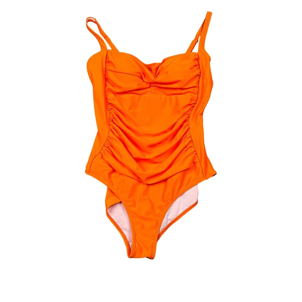 Ekouaer One Piece Swimsuit Women XXL Orange Excellent Ruched Sweetheart Neck